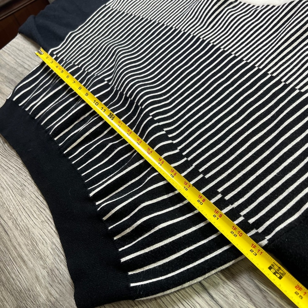 Philosophy Sweater Women XL Black White Striped Balloon Sleeve Geometric Knit - Picture 5 of 7
